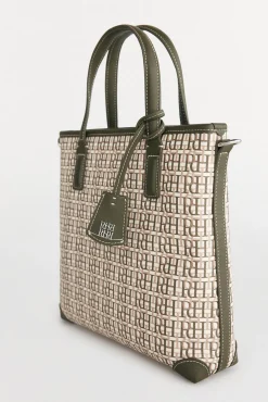 Pedro del Hierro Bolso mini tote bandolera monograma Verde Outlet