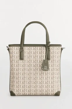 Pedro del Hierro Bolso mini tote bandolera monograma Verde Outlet