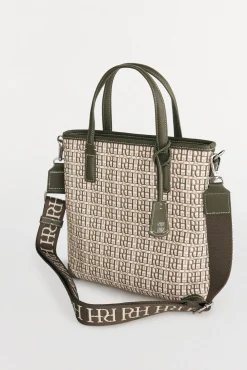 Pedro del Hierro Bolso mini tote bandolera monograma Verde Outlet