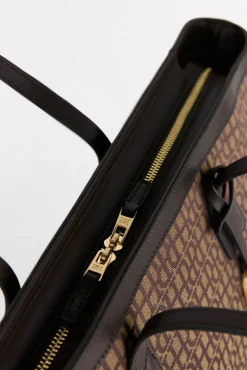 Pedro del Hierro Bolso shopper en jacquard Marr&oacute;n