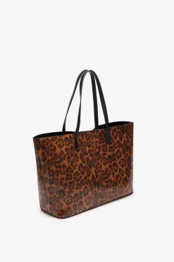 Cortefiel Bolso shopper estampado leopardo Estampado marr&oacute;n Hot