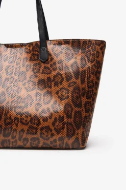 Cortefiel Bolso shopper estampado leopardo Estampado marr&oacute;n Hot