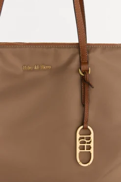 Pedro del Hierro Bolso shopper nylon con cremallera Beige Outlet
