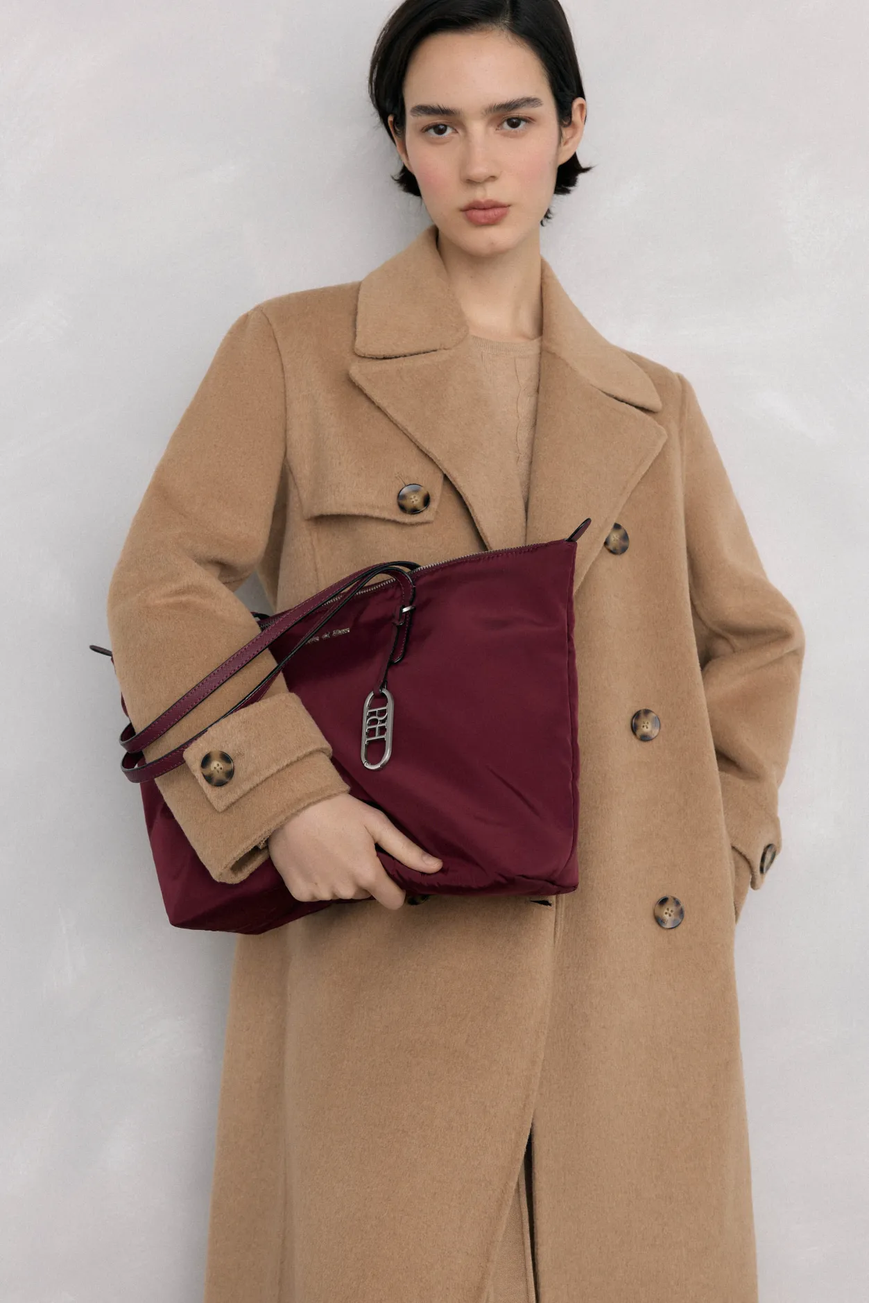 Pedro del Hierro Bolso shopper nylon con cremallera Burdeos Hot