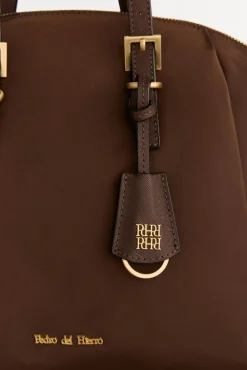 Pedro del Hierro Bolso shopper nylon hebillas Marr&oacute;n
