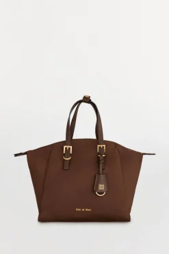 Pedro del Hierro Bolso shopper nylon hebillas Marr&oacute;n