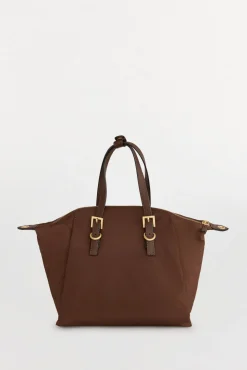 Pedro del Hierro Bolso shopper nylon hebillas Marr&oacute;n