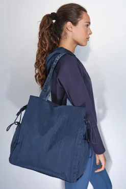 Dash and Stars Bolso tote nylon satinado azul Online