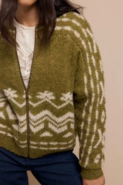 Slowlove Bomber punto jacquard Verde Discount