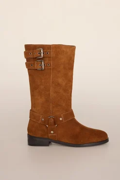 Pedro del Hierro Bota biker serraje con hebillas Marr&oacute;n Online