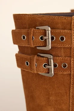 Pedro del Hierro Bota biker serraje con hebillas Marr&oacute;n Online