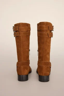 Pedro del Hierro Bota biker serraje con hebillas Marr&oacute;n Online