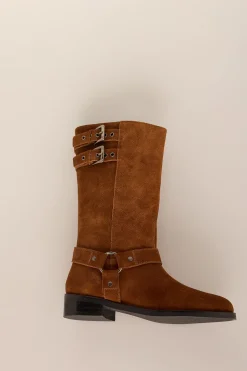 Pedro del Hierro Bota biker serraje con hebillas Marr&oacute;n Online