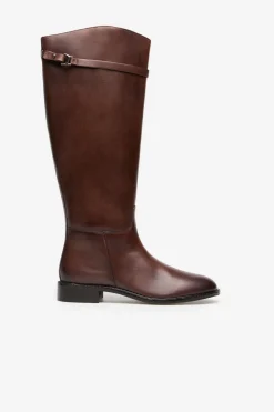 Cortefiel Bota hípica piel Marr&oacute;n oscuro Online