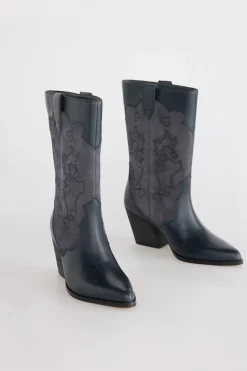 Slowlove Bota piel y serraje Gris Discount