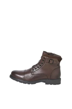 Jack & Jones Botas altas de piel marr&oacute;n Outlet