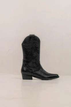 Bryan Stepwise Botas cowboy de piel Jandra Negro Clearance