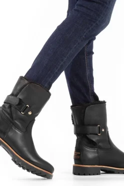 Panama Jack Botas de piel con forro interior de pelo caliente Negro Clearance