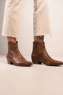 Bryan Stepwise Botines cowboy de piel Calíope Vintage Marr&oacute;n Sale