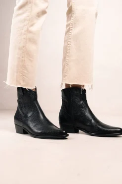 Bryan Stepwise Botines cowboy de piel Calíope Vintage Negro Clearance