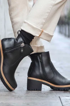 Panama Jack Botines de piel con forro interior de piel Negro Clearance