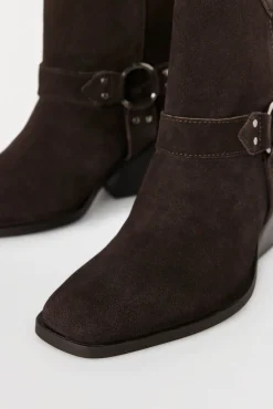 Pedro del Hierro Botines de piel cowboy con aro y tachuelas Marr&oacute;n Outlet