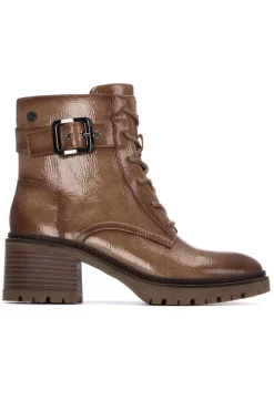 XTI Botín charol con cordones Marr&oacute;n Clearance