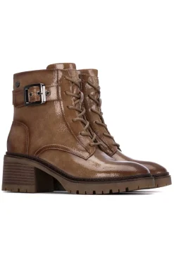 XTI Botín charol con cordones Marr&oacute;n Clearance