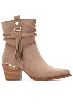 XTI Botín cowboy flecos Marr&oacute;n