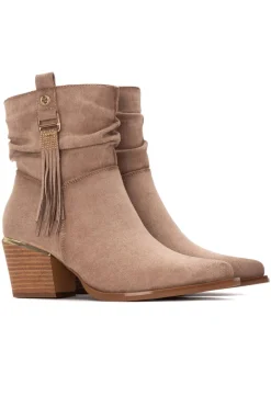 XTI Botín cowboy flecos Marr&oacute;n