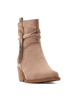 XTI Botín cowboy flecos Marr&oacute;n