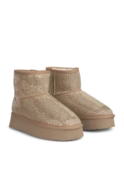 Alma en Pena Botín de pelo con pedrería Beige Clearance