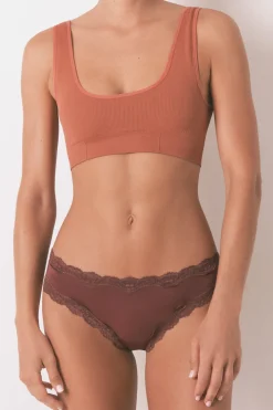 Women'secret Braga brasileña microfibrafibra brillante granate burdeos Outlet