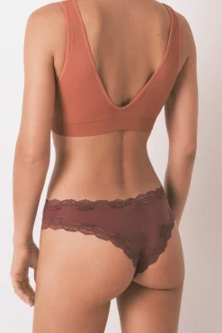 Women'secret Braga brasileña microfibrafibra brillante granate burdeos Outlet