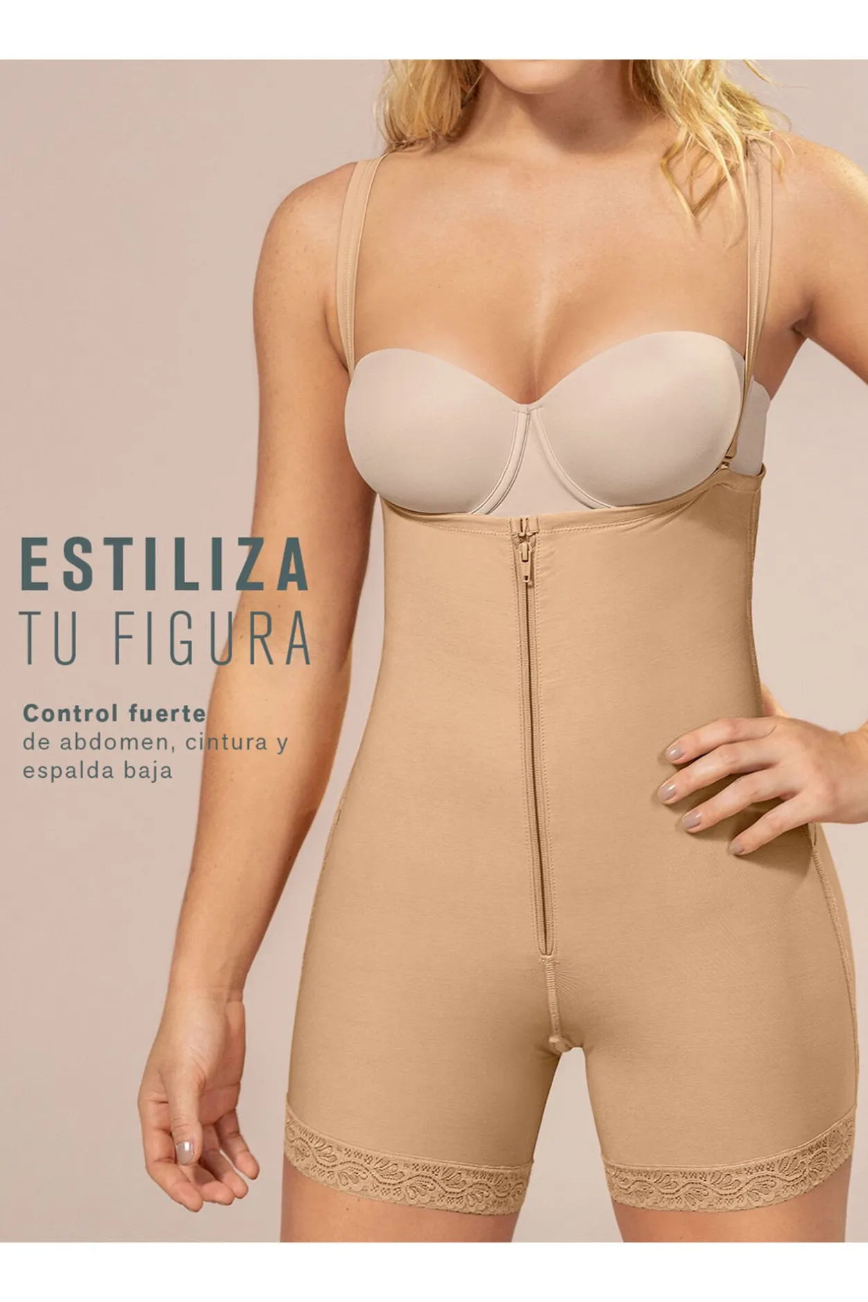 Leonisa Braga faja tipo short de control fuerte levanta glúteos beige Hot
