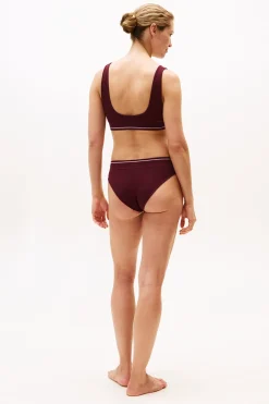 Tommy Jeans Bralette de canalé con banda elástica y logo burdeos New