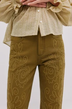 Hoss Intropia Bérénice. Vaqueros bordados Kaki Discount