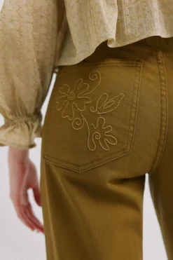 Hoss Intropia Bérénice. Vaqueros bordados Kaki Discount