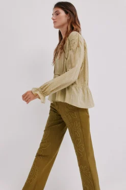 Hoss Intropia Bérénice. Vaqueros bordados Kaki Discount
