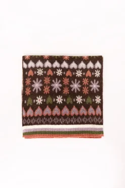 Slowlove Bufanda corazones Estampado marr&oacute;n Sale