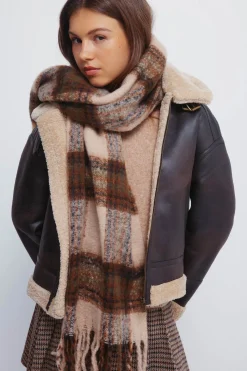 Springfield Bufanda cuadros marrones estampado Sale