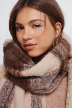 Springfield Bufanda cuadros marrones estampado Sale