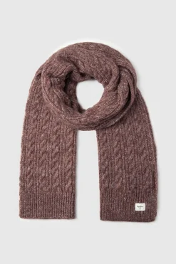 Pepe Jeans Bufanda de punto trenzado burdeos
