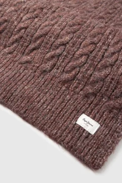 Pepe Jeans Bufanda de punto trenzado burdeos