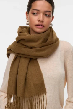 Vero Moda Bufanda desflecada tejido suave Marr&oacute;n oscuro Hot