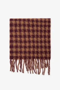 Cortefiel Bufanda gruesa cuadros Granate Sale