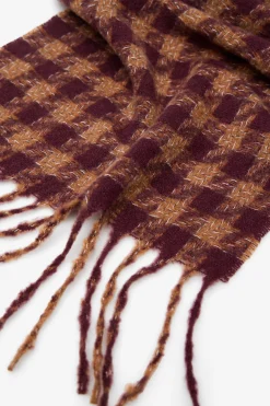 Cortefiel Bufanda gruesa cuadros Granate Sale