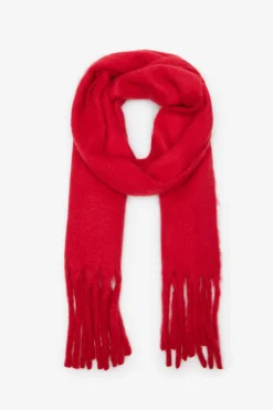 Cortefiel Bufanda gruesa flecos Rojo Hot