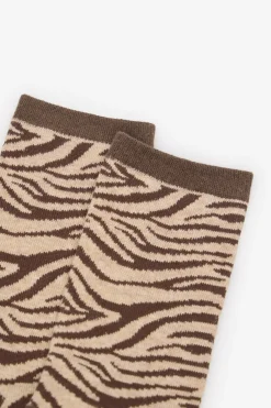 Cortefiel Calcetin largo cebra Marr&oacute;n Hot