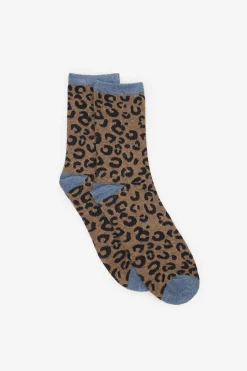 Cortefiel Calcetin largo leopardo Estampado marr&oacute;n Discount